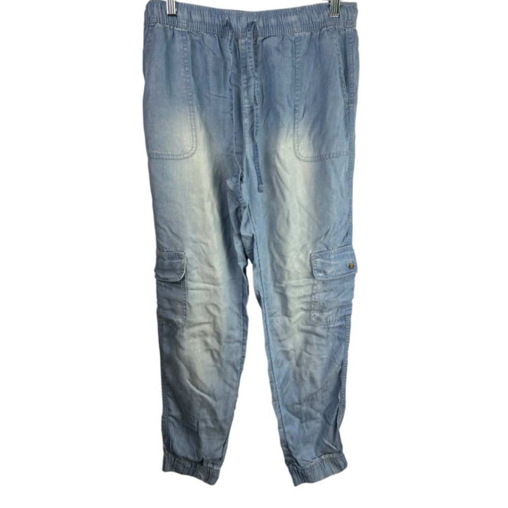 C&C California Light Blue Tencel Cargo Joggers, Elastic Waist, Casual Pants M